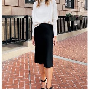 Club Monaco Satin Slip Skirt Midi